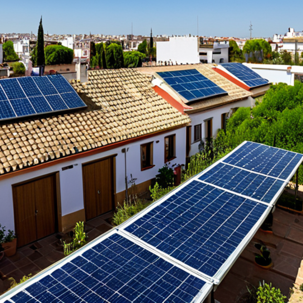 기후 난민과 도시 개발 계획 - Resilient Housing in Seville**
"Andalusian-style houses in Seville, Spain, featuring solar panels, ...